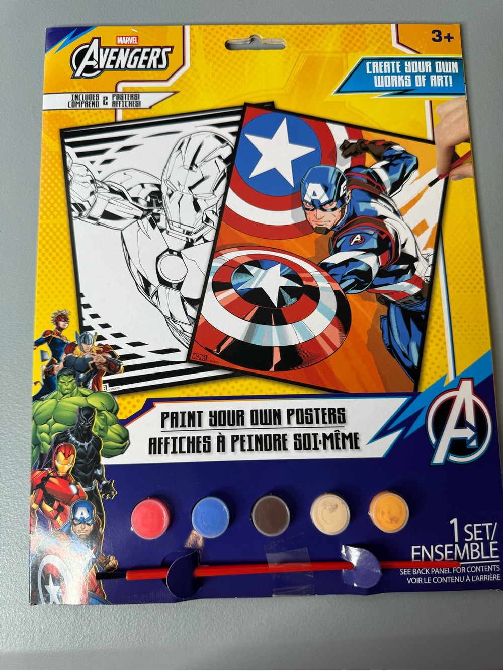 Marvel avengers Paint-Your-Own Posters Kit - Yellow Blue Gray Peach Orange Art